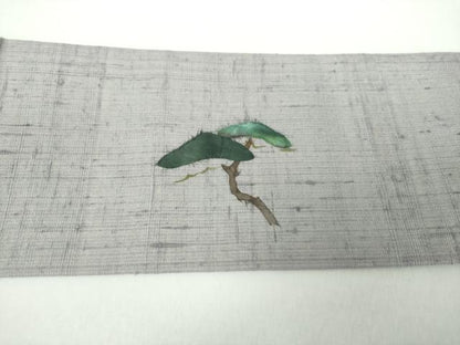 平和屋着物●九寸名古屋帯 生紬 和紙 松文 正絹 逸品 未使用 DAAX4946ps