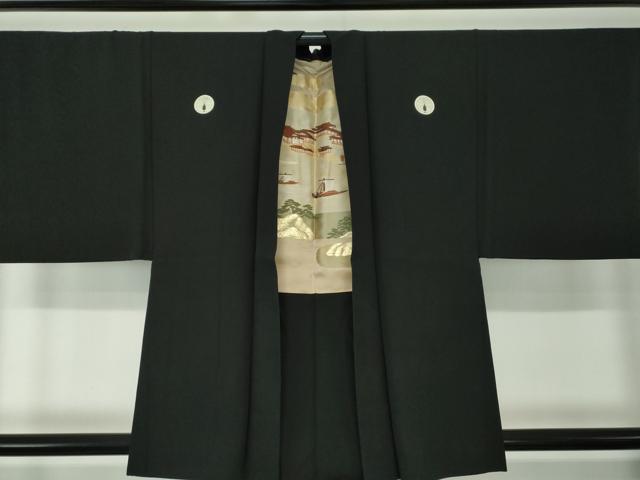 平和屋着物＃男性 黒紋付羽織 正絹 逸品 DAAX4949ps