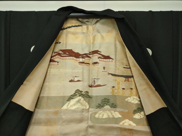平和屋着物＃男性 黒紋付羽織 正絹 逸品 DAAX4949ps