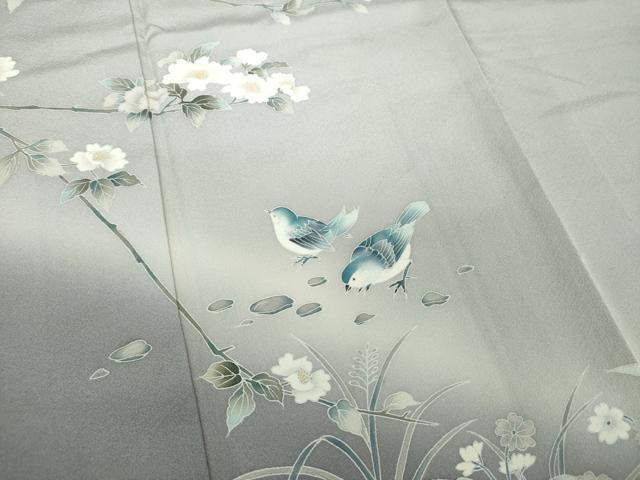 平和屋着物●訪問着　友禅　花鳥文　暈し染め　正絹　逸品　DAAX4961ps