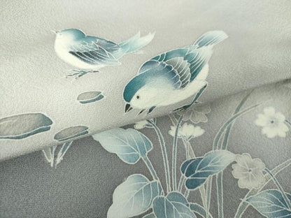 平和屋着物●訪問着　友禅　花鳥文　暈し染め　正絹　逸品　DAAX4961ps