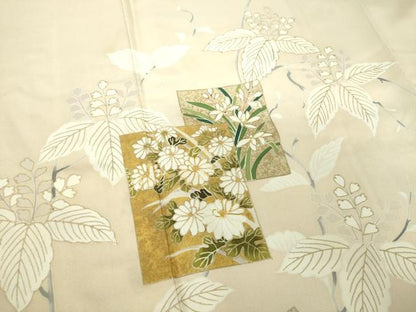 平和屋着物●訪問着　駒刺繍　色紙重ね花文　桐　金彩　正絹　逸品　DAAX4964ps