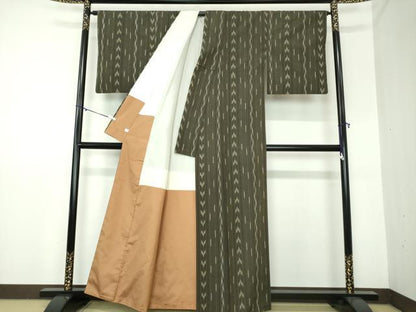 平和屋着物●民芸紬 間道 鈴乃屋扱い 証紙付き 正絹 逸品 DAAX4970ps