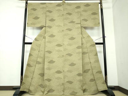 平和屋着物●上質な紬 地紙吉祥花文 正絹 逸品 DAAX4974ps