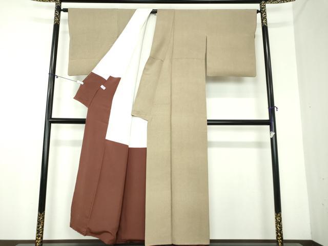 平和屋着物●江戸小紋 万筋 藍海松茶色×生壁色 正絹 逸品 DAAX4975ps