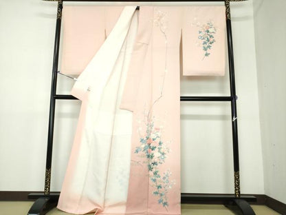 平和屋着物●訪問着　友禅　草花文　暈し染め　銀座おゝぎ屋扱い　正絹　逸品　DAAX4977ps