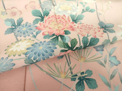 平和屋着物●訪問着　友禅　草花文　暈し染め　銀座おゝぎ屋扱い　正絹　逸品　DAAX4977ps