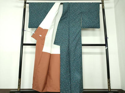 平和屋着物●上質な小紋　紬地　成り物　茄子　かぼちゃ　正絹　逸品　DAAX4981ps