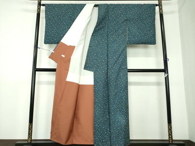 平和屋着物●上質な小紋　紬地　成り物　茄子　かぼちゃ　正絹　逸品　DAAX4981ps