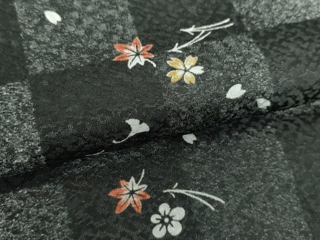平和屋着物●小紋　市松文様　吹き寄せ花文　やまと誂製　洗える着物　DAAX4985ps