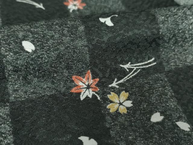 平和屋着物●小紋　市松文様　吹き寄せ花文　やまと誂製　洗える着物　DAAX4985ps