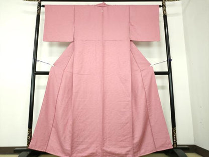 平和屋着物●上質な色無地　草花地紋　長春色　正絹　逸品　未使用　DAAX4989ps