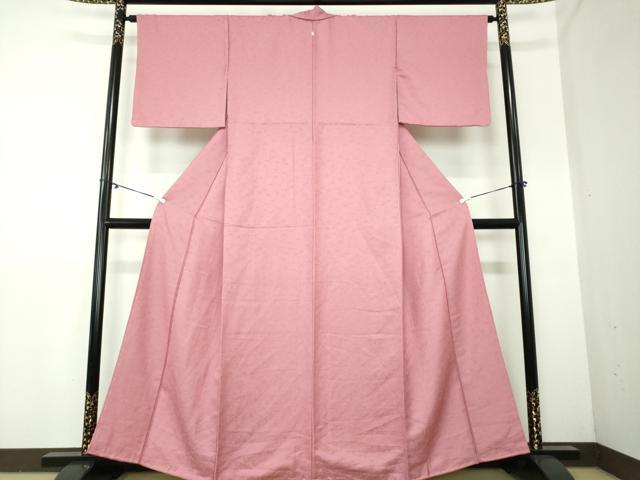 平和屋着物●上質な色無地　草花地紋　長春色　正絹　逸品　未使用　DAAX4989ps
