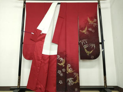 平和屋着物●染色作家　斉藤三才　振袖　寿光織　三才鳥　松竹梅　暈し染め　金銀糸　正絹　逸品　未使用　DAAX4993ps