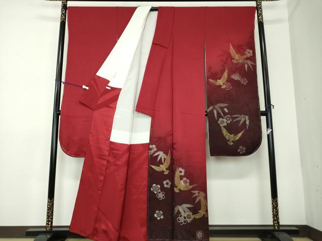 平和屋着物●染色作家　斉藤三才　振袖　寿光織　三才鳥　松竹梅　暈し染め　金銀糸　正絹　逸品　未使用　DAAX4993ps