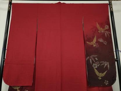 平和屋着物●染色作家　斉藤三才　振袖　寿光織　三才鳥　松竹梅　暈し染め　金銀糸　正絹　逸品　未使用　DAAX4993ps