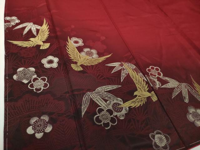 平和屋着物●染色作家　斉藤三才　振袖　寿光織　三才鳥　松竹梅　暈し染め　金銀糸　正絹　逸品　未使用　DAAX4993ps