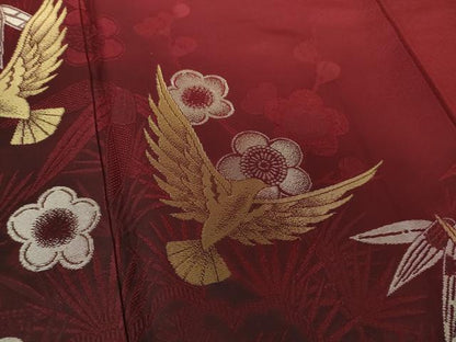 平和屋着物●染色作家　斉藤三才　振袖　寿光織　三才鳥　松竹梅　暈し染め　金銀糸　正絹　逸品　未使用　DAAX4993ps