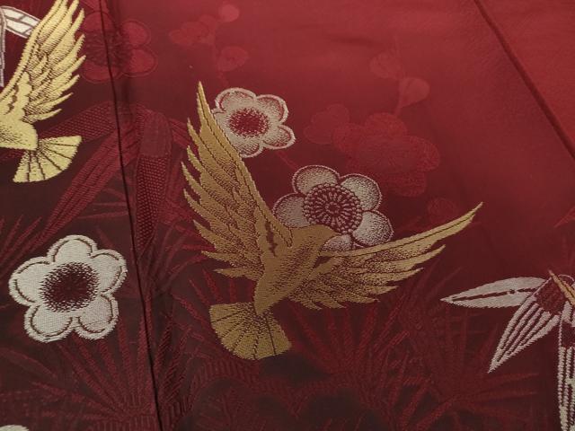 平和屋着物●染色作家　斉藤三才　振袖　寿光織　三才鳥　松竹梅　暈し染め　金銀糸　正絹　逸品　未使用　DAAX4993ps