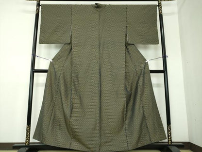 平和屋着物●上質なお召　市松文様　正絹　逸品　DAAX4999ps