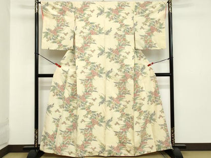 平和屋着物■上質な紬 草花文 正絹 逸品 DAAX5150cd