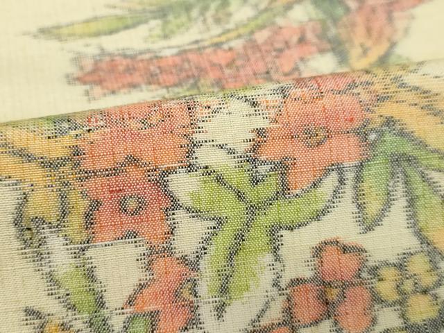平和屋着物■上質な紬 草花文 正絹 逸品 DAAX5150cd