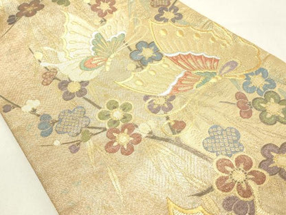 平和屋着物◎六通柄袋帯 舞蝶枝垂れ花文 金銀糸 正絹 逸品 DAAX5170cd
