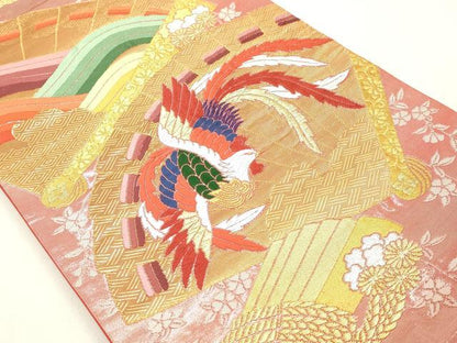 平和屋着物◎六通柄袋帯　唐織　引箔錦　鳳凰花文　正絹　逸品　DAAX5180cd