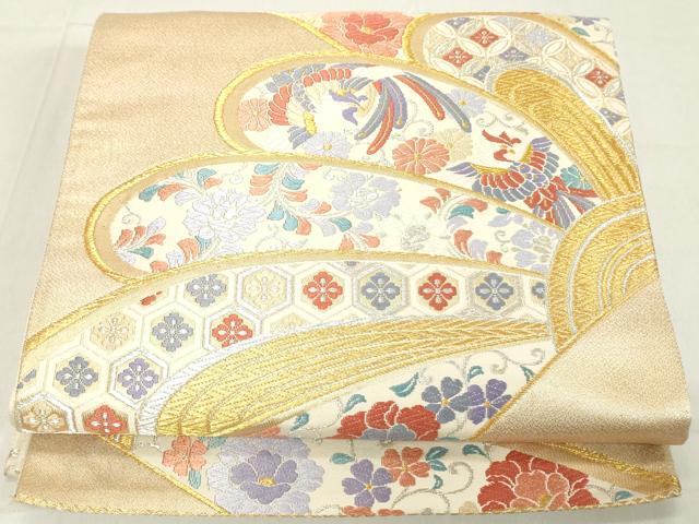 平和屋着物◎六通柄袋帯 唐織 吉祥花鳥文 金銀糸 正絹 逸品 DAAX5184cd