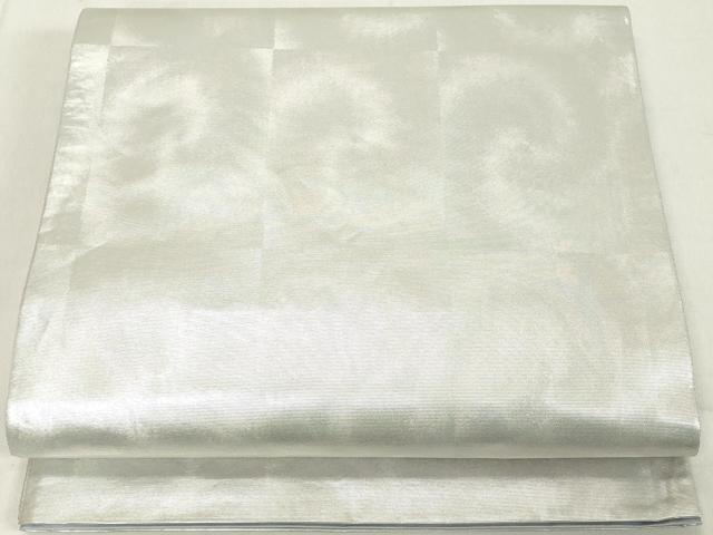 平和屋着物◎六通柄袋帯 市松霞文 銀糸 正絹 逸品 DAAX5185cd