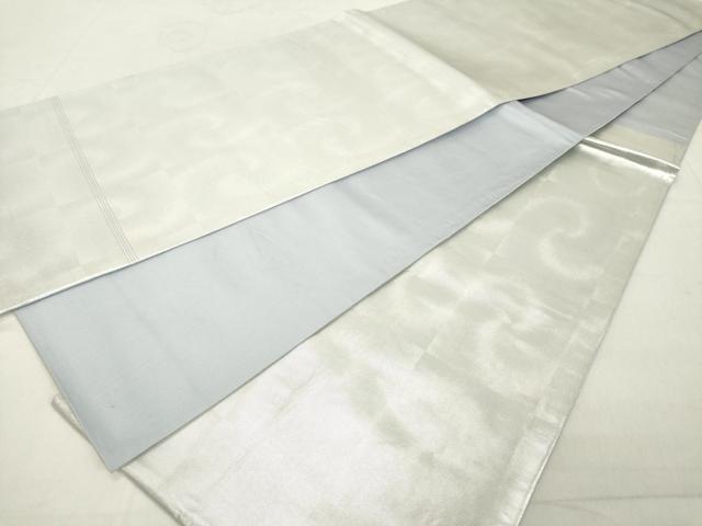 平和屋着物◎六通柄袋帯 市松霞文 銀糸 正絹 逸品 DAAX5185cd