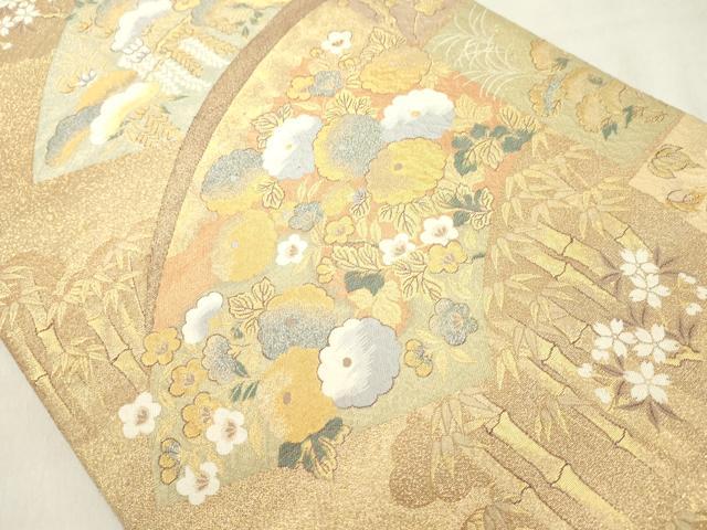 平和屋着物◎六通柄袋帯 琳派扇面菊散 金糸 正絹 逸品 DAAX5191cd