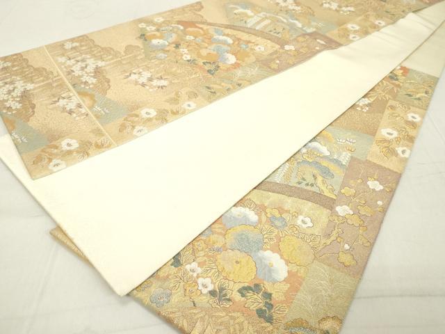 平和屋着物◎六通柄袋帯 琳派扇面菊散 金糸 正絹 逸品 DAAX5191cd