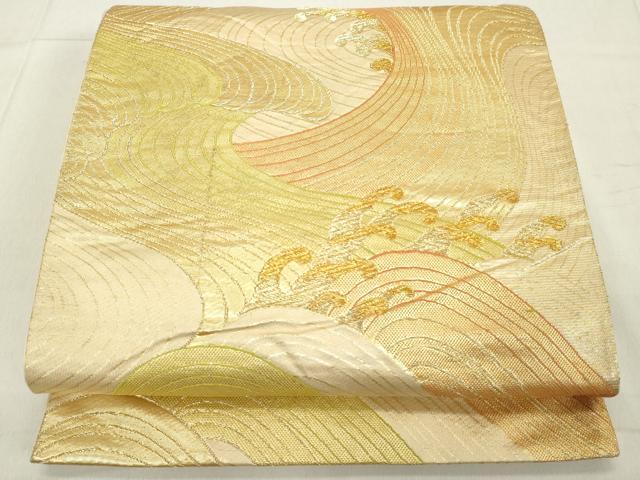 平和屋着物◎六通柄袋帯 立波文 金糸 正絹 逸品 DAAX5201cd
