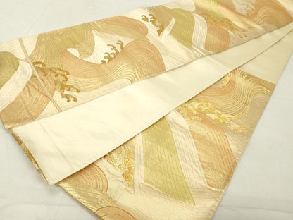 平和屋着物◎六通柄袋帯 立波文 金糸 正絹 逸品 DAAX5201cd
