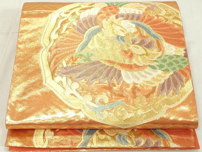 平和屋着物◎六通柄袋帯 鏡裏双鳥文 金糸 正絹 逸品 DAAX5206cd