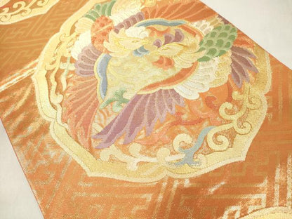 平和屋着物◎六通柄袋帯 鏡裏双鳥文 金糸 正絹 逸品 DAAX5206cd