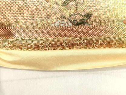 平和屋着物◎六通柄袋帯 切嵌花蝶文 金糸 正絹 逸品 DAAX5208cd