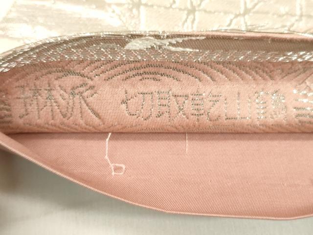 平和屋着物◎六通柄袋帯　唐織　琳派切取乾山鶴　銀糸　正絹　逸品　DAAX5244cd
