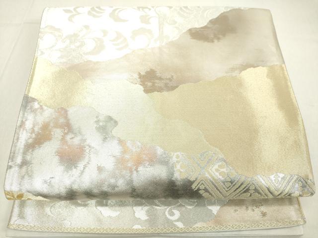 平和屋着物◎六通柄袋帯　道長花文　金糸　正絹　逸品　DAAX5252cd