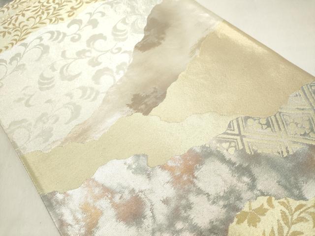 平和屋着物◎六通柄袋帯　道長花文　金糸　正絹　逸品　DAAX5252cd