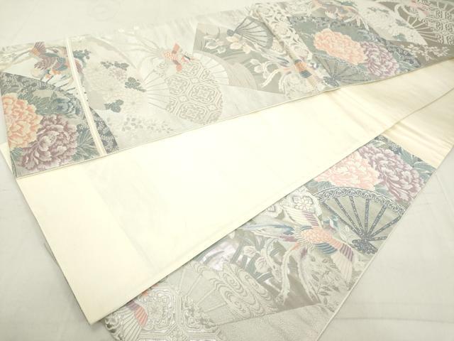 平和屋着物◎六通柄袋帯　唐織　鳳凰花文　銀糸　正絹　逸品　DAAX5258cd