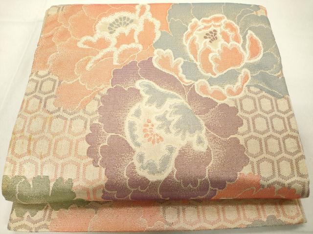平和屋着物◎全通柄京袋帯 草花文 金糸 正絹 逸品 DAAX5291cd