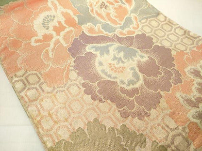 平和屋着物◎全通柄京袋帯 草花文 金糸 正絹 逸品 DAAX5291cd