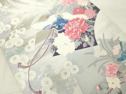 平和屋着物◎六通柄袋帯 九百錦 献花鳳扇文 正絹 逸品 DAAX5292cd