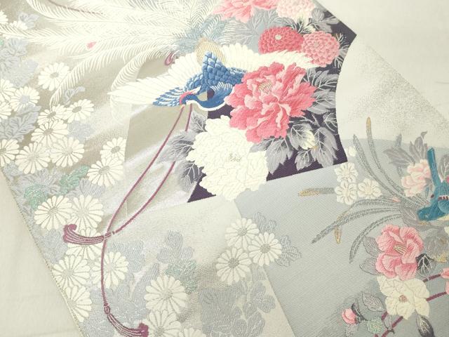 平和屋着物◎六通柄袋帯 九百錦 献花鳳扇文 正絹 逸品 DAAX5292cd