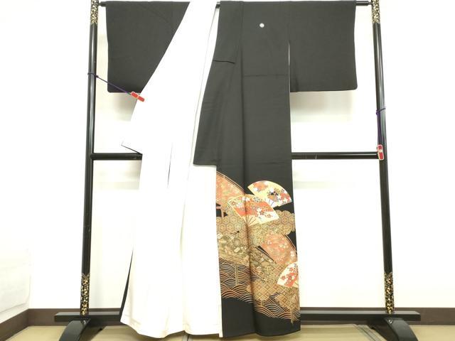 平和屋着物■豪華黒留袖　駒刺繍　吉祥花文　金彩　正絹　逸品　DAAX5302cd