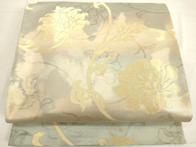 平和屋着物◎六通柄袋帯　花唐草文　金糸　正絹　逸品　DAAX5351cd