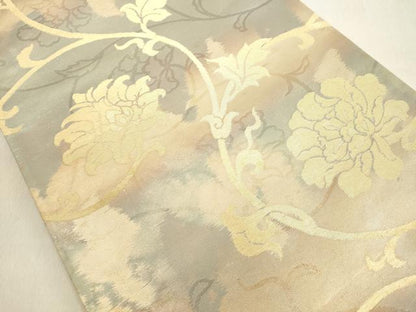 平和屋着物◎六通柄袋帯　花唐草文　金糸　正絹　逸品　DAAX5351cd
