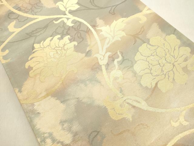 平和屋着物◎六通柄袋帯　花唐草文　金糸　正絹　逸品　DAAX5351cd
